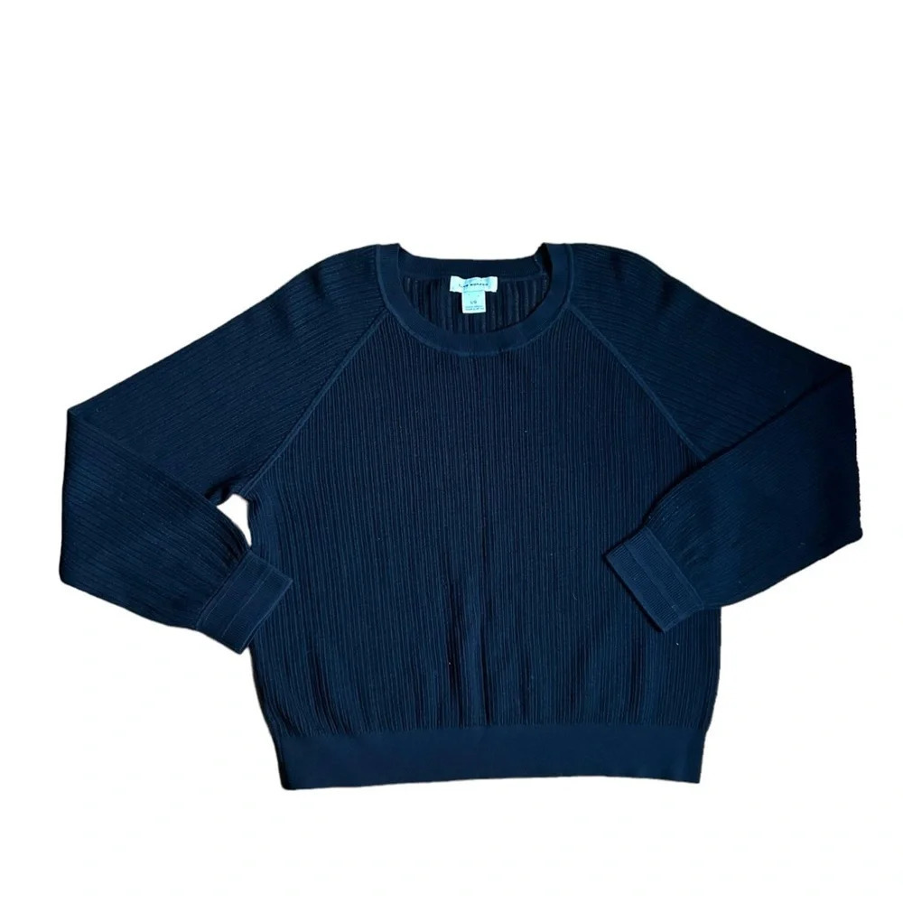 Club Monaco Black Pullover‎ Crewneck Ribbed Sweater Size L​